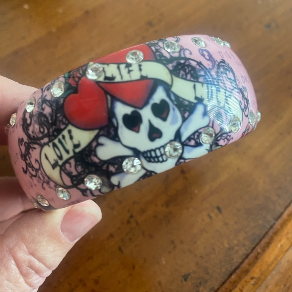 Pink Skull and Heart Bangle
